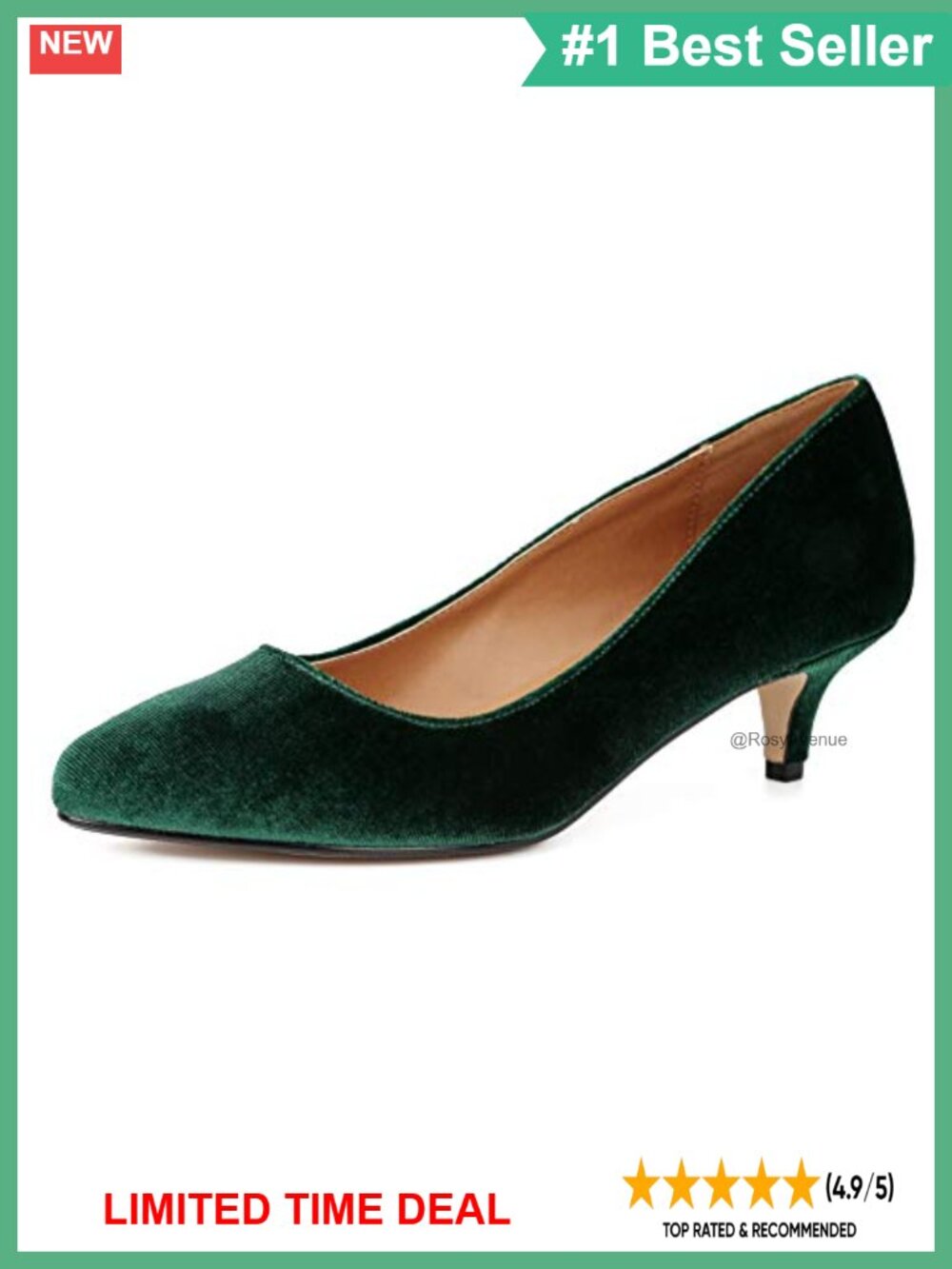Pointed Toe Kitten Heel Pumps 2 Inch Low Heel Velvet Faux Suede Dress Shoes